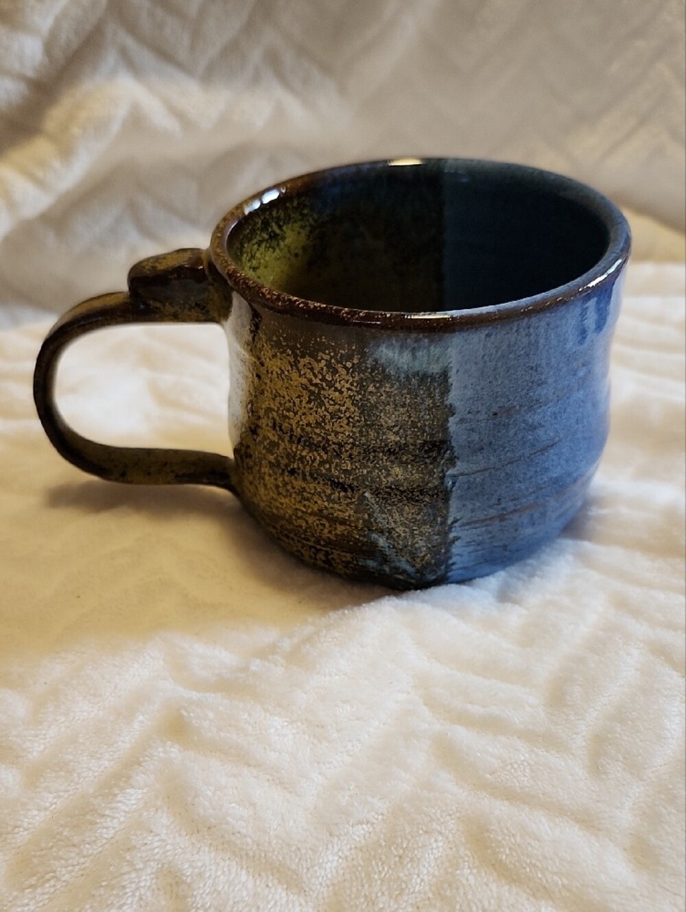 Handmade Blue and Gold Ceramic Coffee Mug